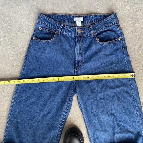 H&M High Rise Baggy Wide Leg Blue Jeans Relaxed Fit Size 10 - Picture 12 of 13